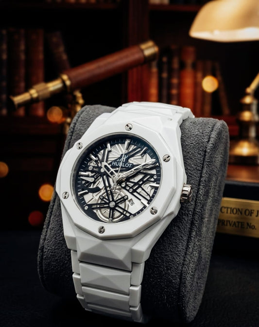 Hublot Classic Fusion Orlinski White Skeleton Dial Faceted Watch | AHMADIO